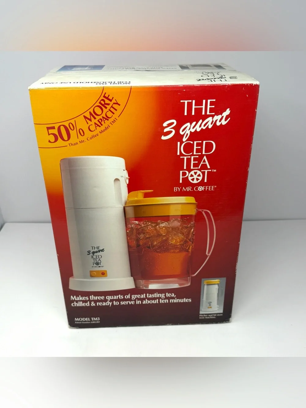 Mr. Coffee TM3 The 3 Quart Iced Tea Pot Electric Iced Tea Maker Yellow Lid NEW